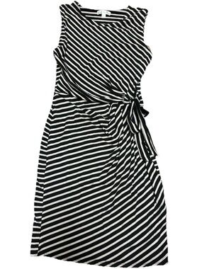 Nine Britton Striped Wrap Dress Small Black White Tie Waist